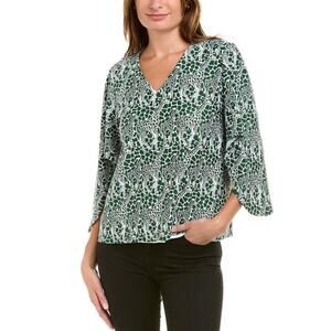 Jude Connally Daniella Top Womens Size Small NEW green giraffe print travel NWOT